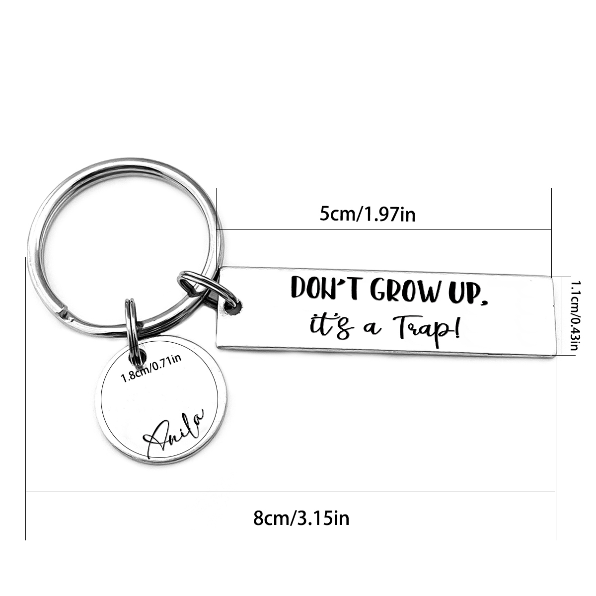 Don't Grow Up It's A Trap Personalised Name Keychain Gift For Kid Teenager-Jessemade AU
