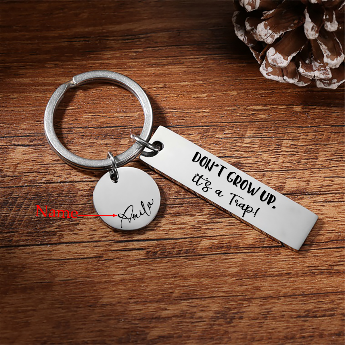 Don't Grow Up It's A Trap Personalised Name Keychain Gift For Kid Teenager-Jessemade AU