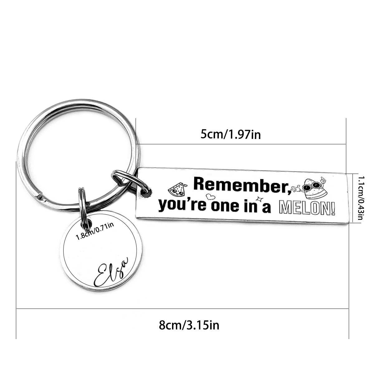 Remember You Are One In A Melon Personalised Name Keychain Gift For Kid Teenager-Jessemade AU