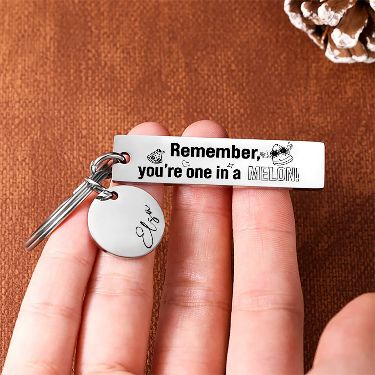 Remember You Are One In A Melon Personalised Name Keychain Gift For Kid Teenager-Jessemade AU