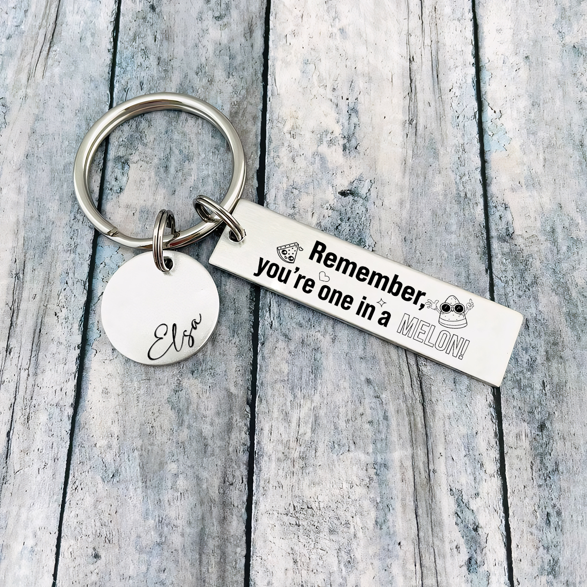 Remember You Are One In A Melon Personalised Name Keychain For Kid Teenager