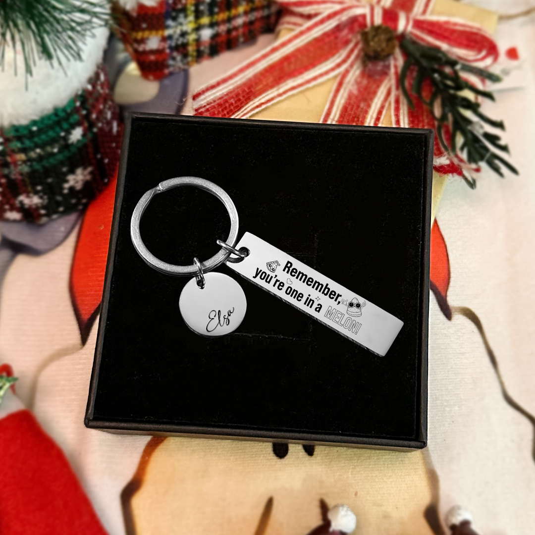 Remember You Are One In A Melon Personalised Name Keychain Gift For Kid Teenager-Jessemade AU