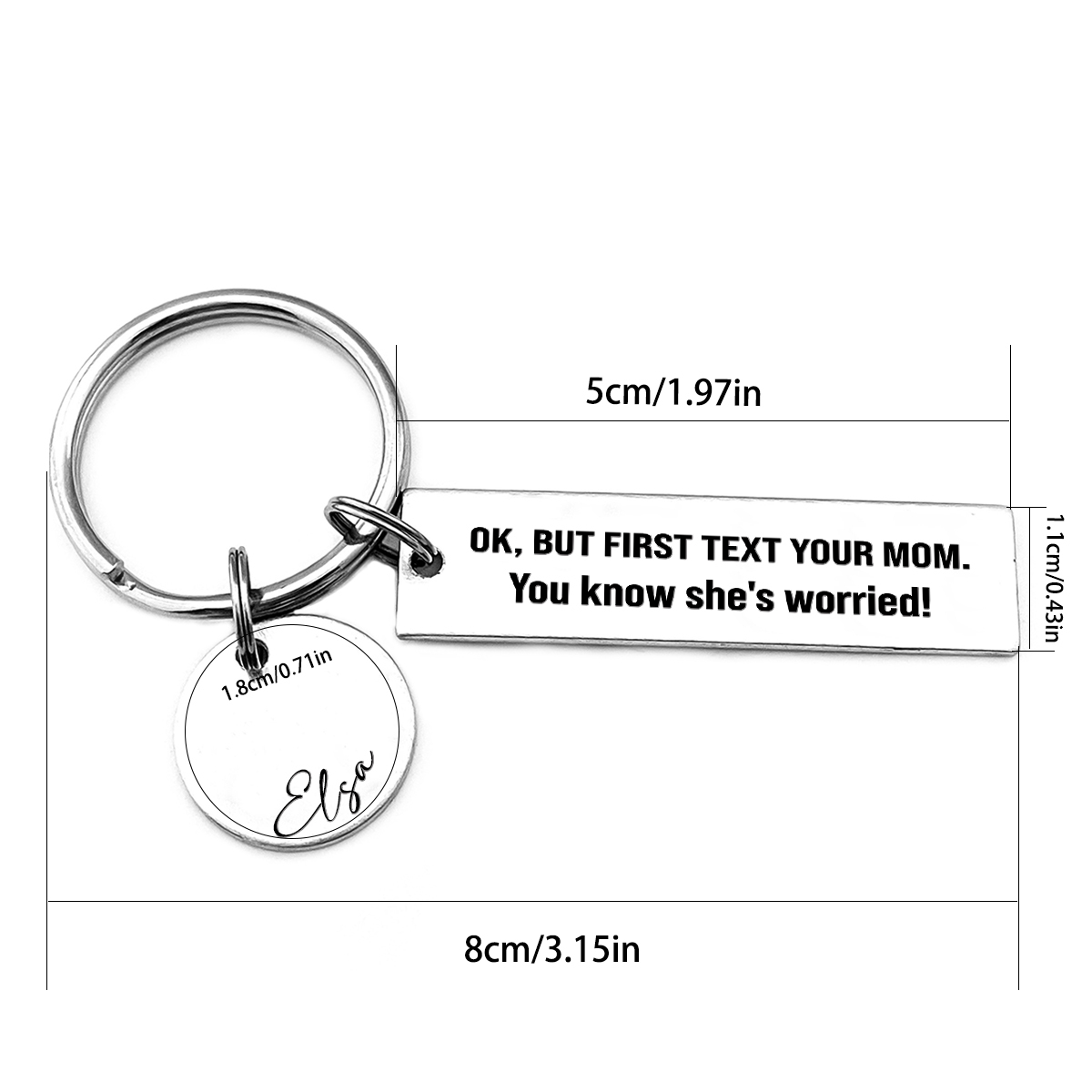 First Text Your Mom She's Worried Personalised Name Keychain New Driver Gift For Kid Teenager-Jessemade AU