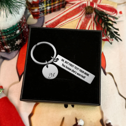First Text Your Mom She's Worried Personalised Name Keychain New Driver Gift For Kid Teenager-Jessemade AU