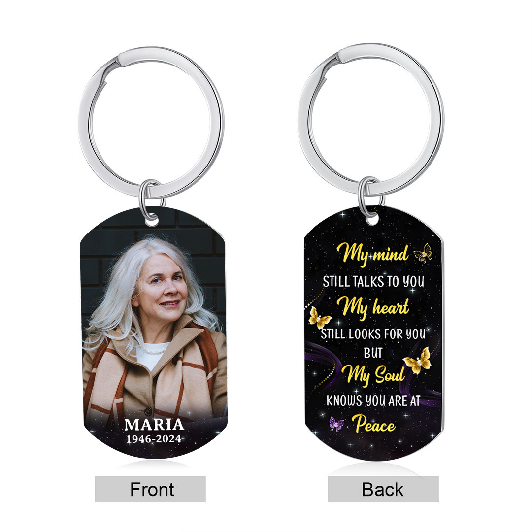 Personalised Memorial Photo Keychain Custom Name & Year Keepsake Gift My Mind Still Talks To You-Jessemade AU