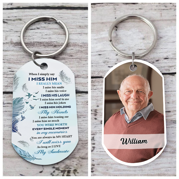 Custom Memorial Photo Keychain with Personalised Names Thoughtful Gift for Loved Ones I Miss You