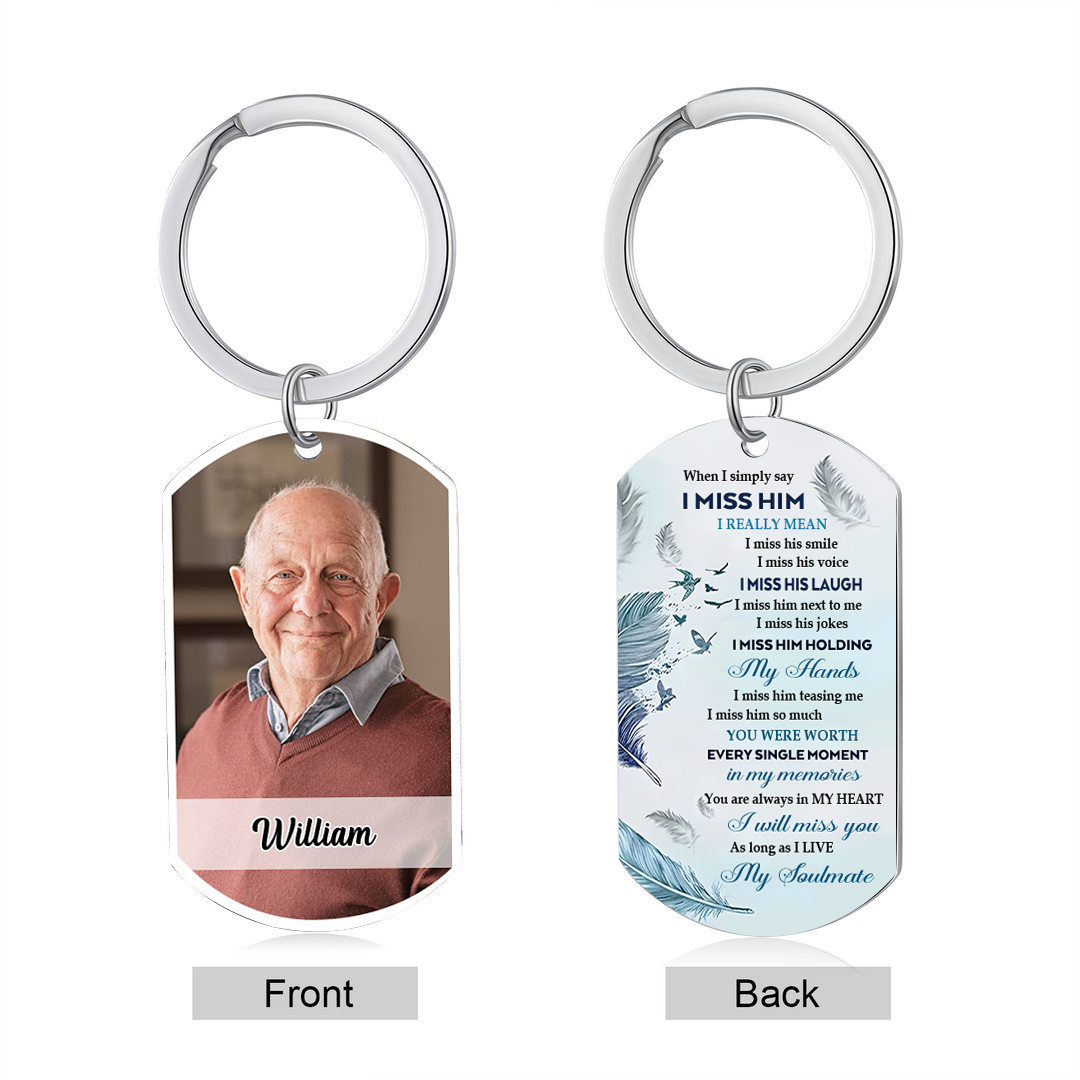Custom Memorial Photo Keychain with Personalised Names Thoughtful Gift for Loved Ones I Miss You-Jessemade AU