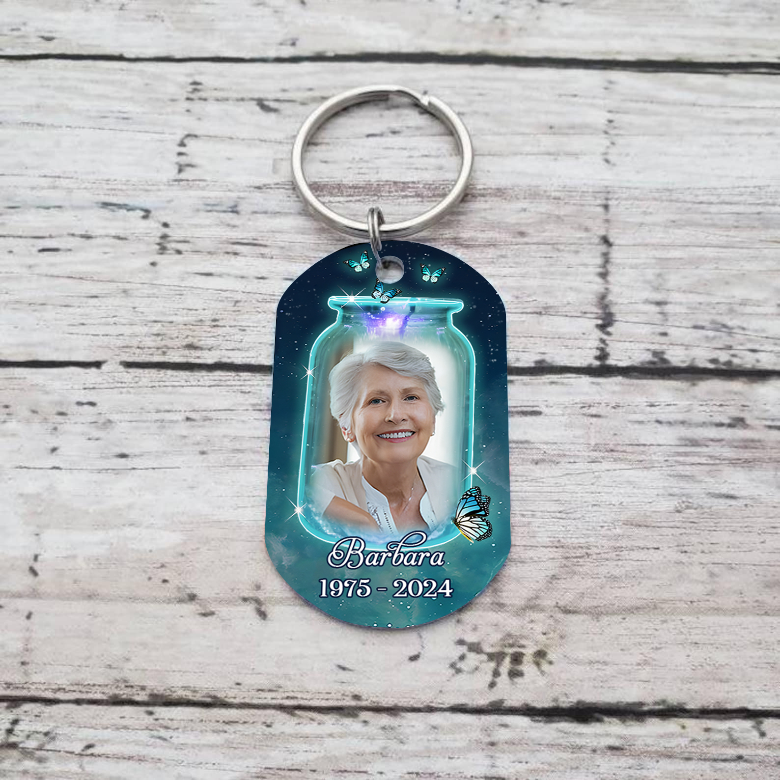 Personalised Memorial Keychain with Custom Photo and Name Wishing Bottle Memorial Keyring You're Always By My Side-Jessemade AU
