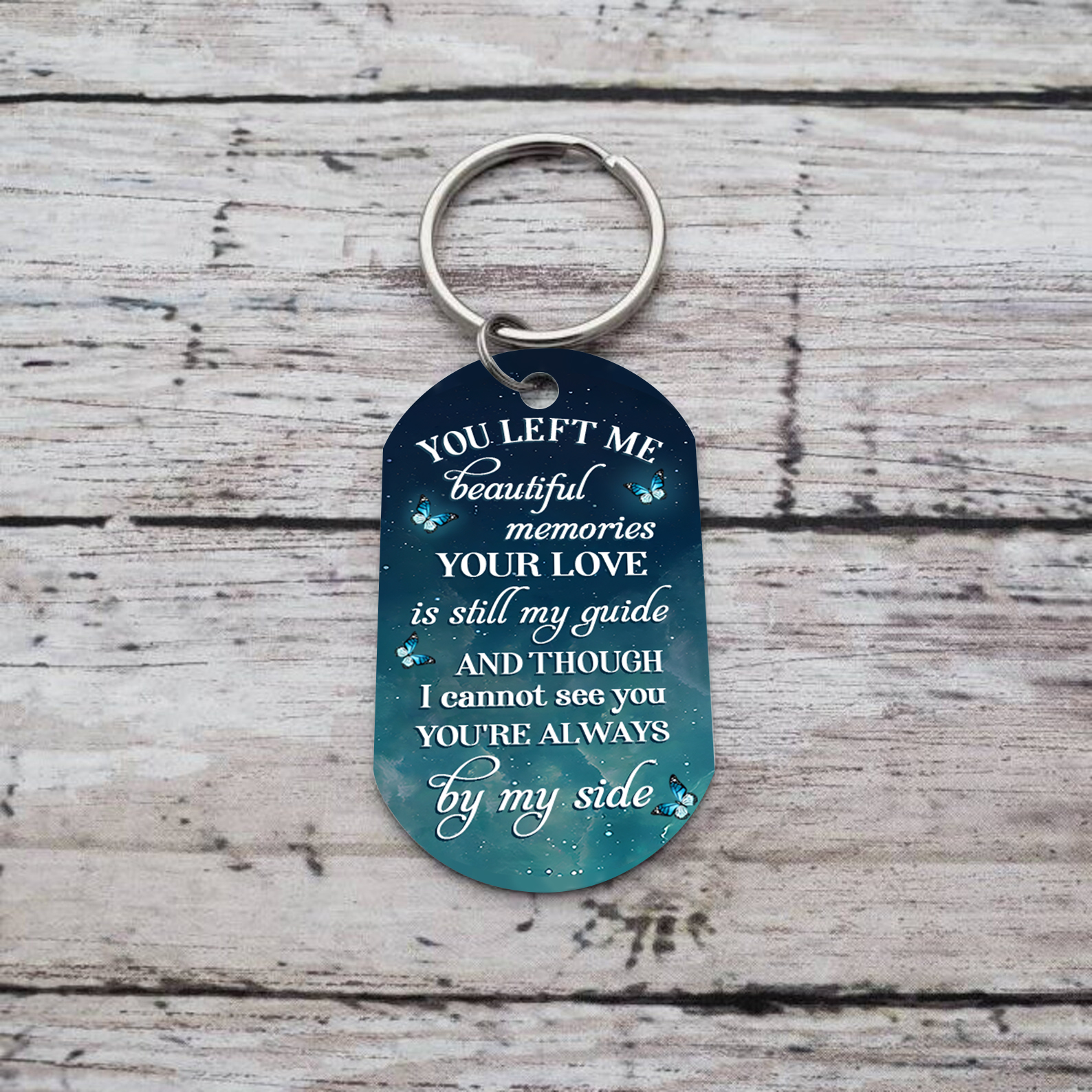 Personalised Memorial Keychain with Custom Photo and Name Wishing Bottle Memorial Keyring You're Always By My Side-Jessemade AU