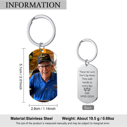 Personalised Memorial Keychain with Custom Photo Heartfelt Tribute Gift Those We Love Don't Go Away-Jessemade AU