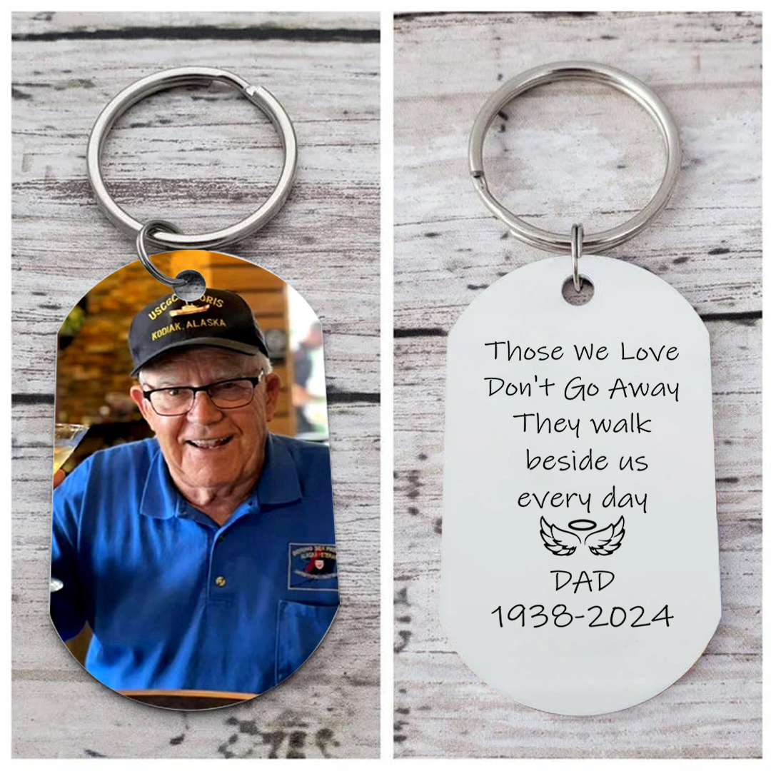 Personalised Memorial Keychain with Custom Photo Heartfelt Tribute Gift Those We Love Don't Go Away