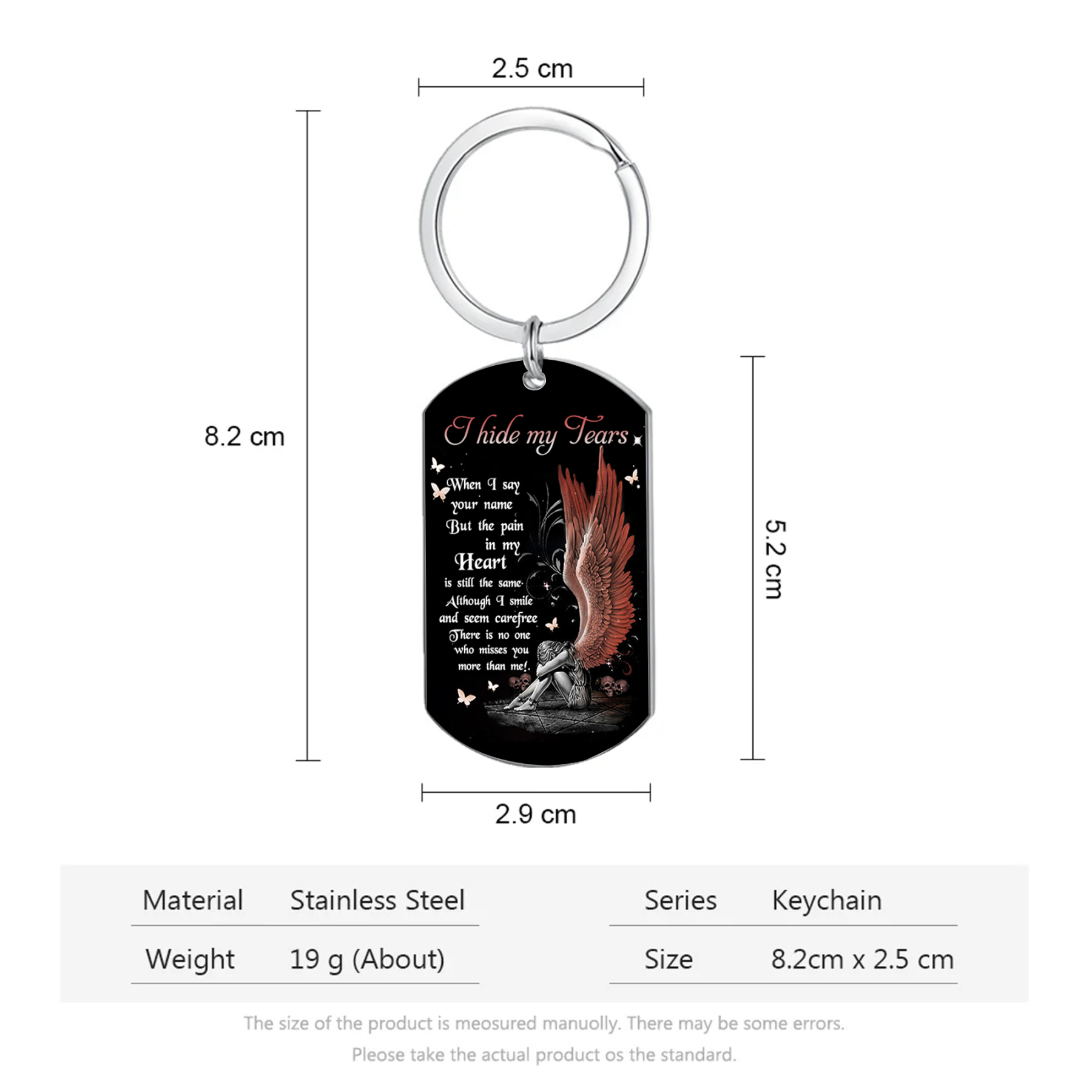 Red-Winged Weeping Angel Keychain Heartfelt Memorial for Christmas-Jessemade AU