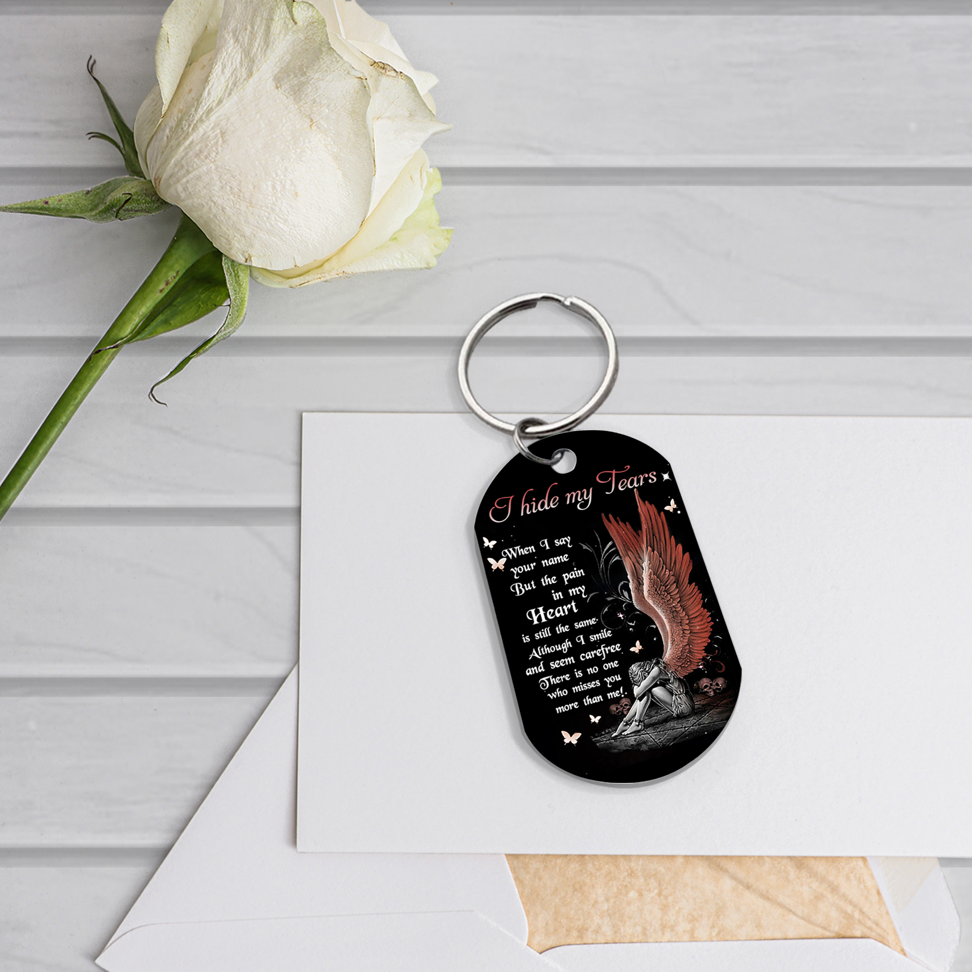 Red-Winged Weeping Angel Keychain Heartfelt Memorial for Christmas-Jessemade AU