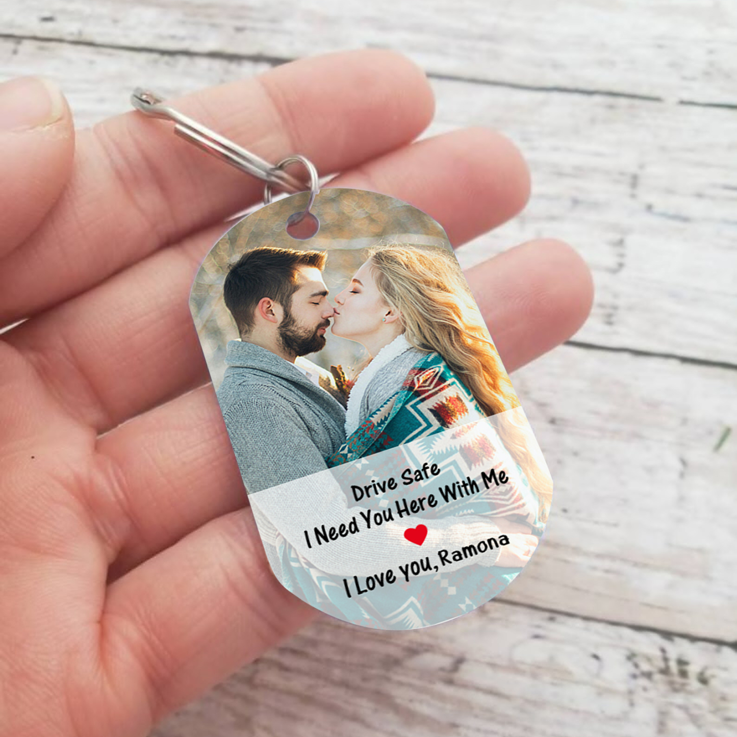 Drive Safe I Need You Here With Me Personalised Valentine Day Keychain with Name & Photo A Heartfelt Reminder of Love-Jessemade AU