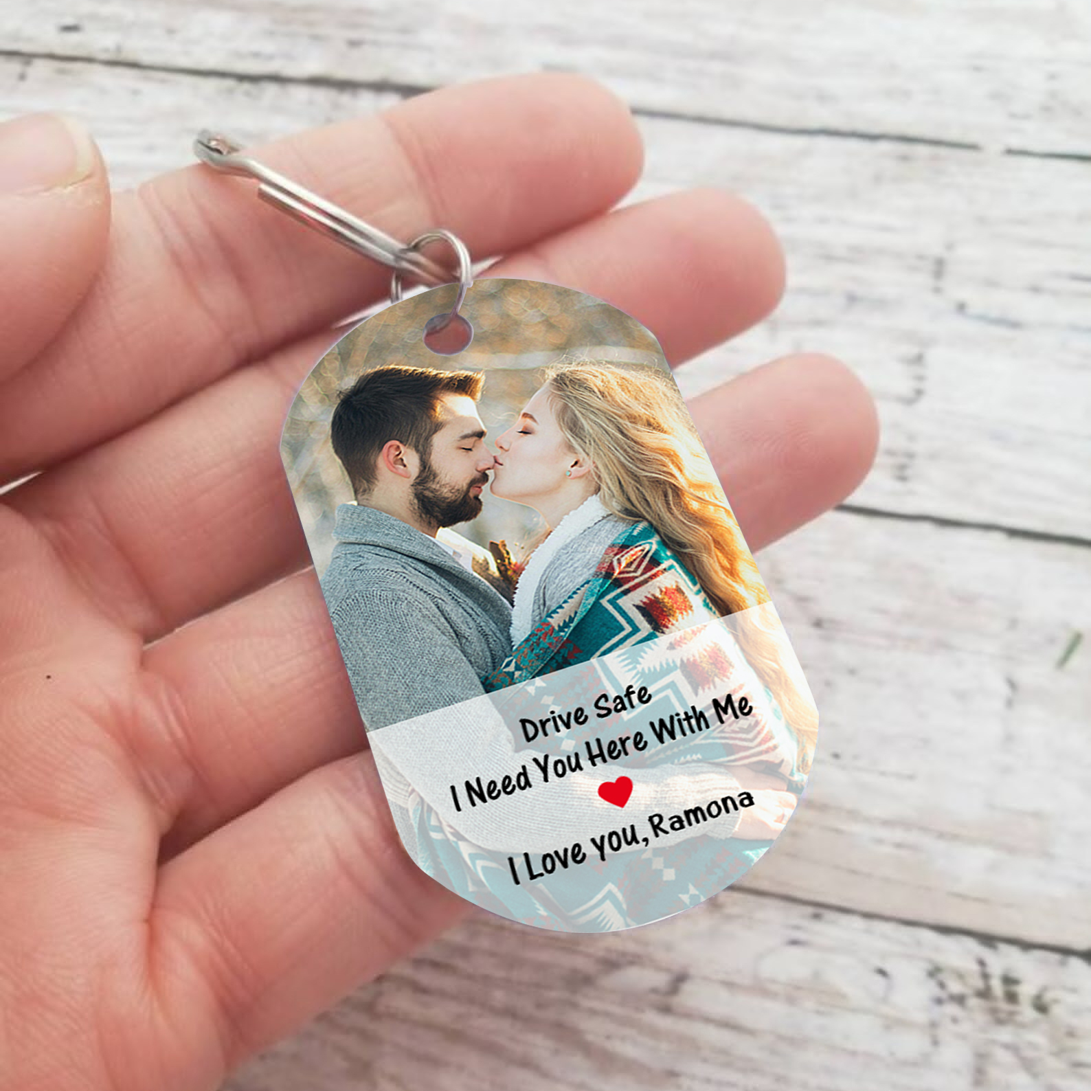 Drive Safe I Need You Here With Me Personalised Valentine Day Keychain with Name & Photo A Heartfelt Reminder of Love-Jessemade AU