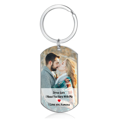 Drive Safe I Need You Here With Me Personalised Valentine Day Keychain with Name & Photo A Heartfelt Reminder of Love-Jessemade AU