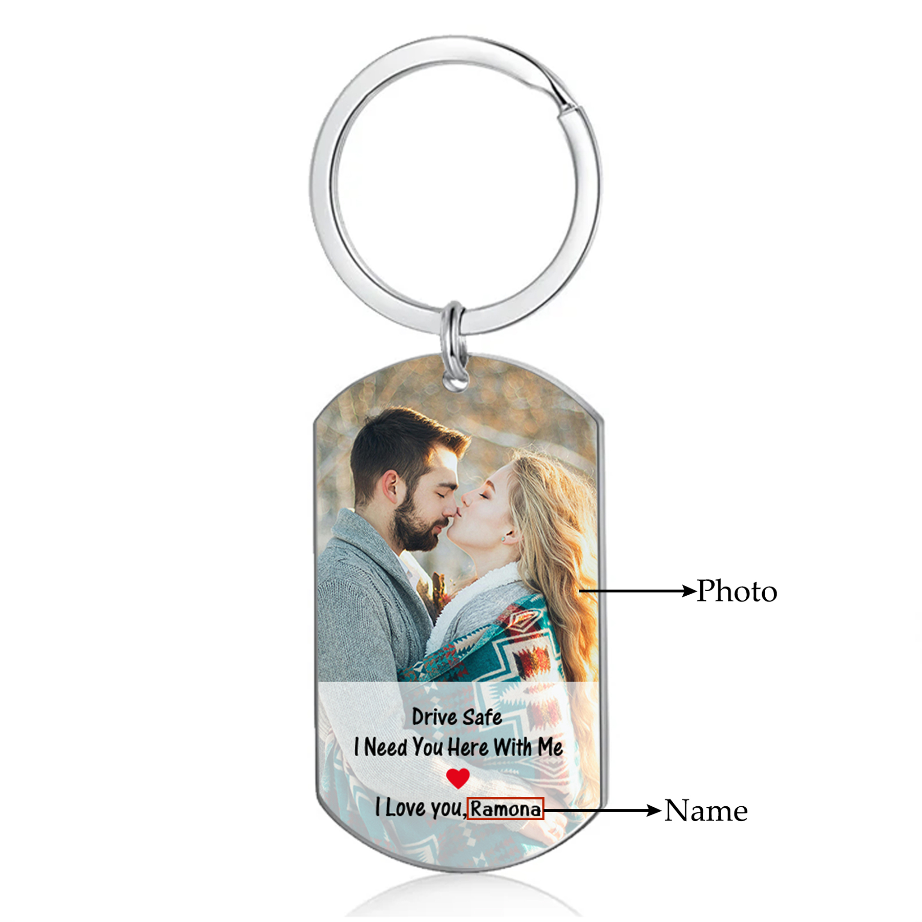 Drive Safe I Need You Here With Me Personalised Valentine Day Keychain with Name & Photo A Heartfelt Reminder of Love-Jessemade AU