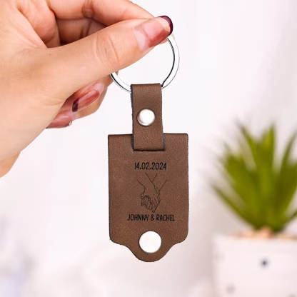 Personalised Couple Leather Keychain God Bless The Broken Road Custom with Photo 2 Names Keychain Gifts for Lover-Jessemade AU
