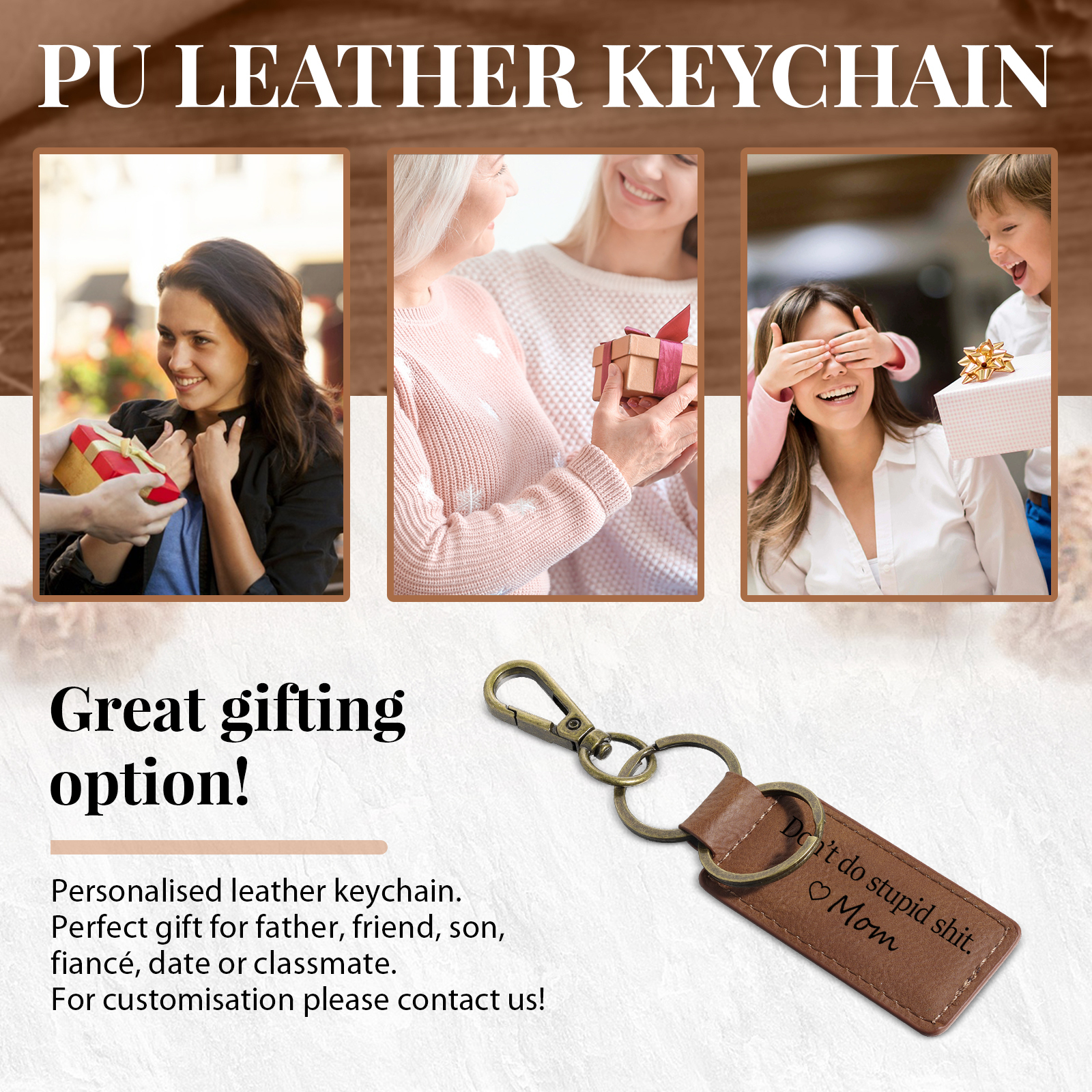 Don't Do Stupid Funny Leather Keychain Drive Safe Have Fun Keychain Teenager Gift Set For Son/Daughter-Jessemade AU