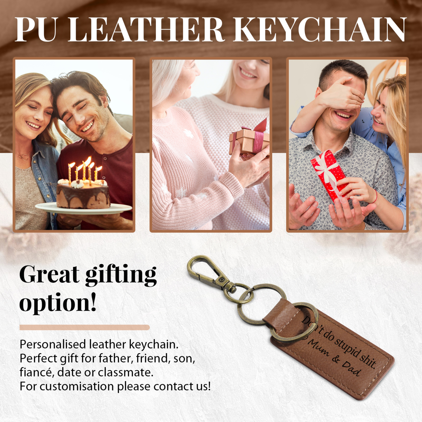 Don't Do Stupid Funny Leather Keychain Drive Safe Have Fun Keychain Teenager Gift Set For Son/Daughter-Jessemade AU