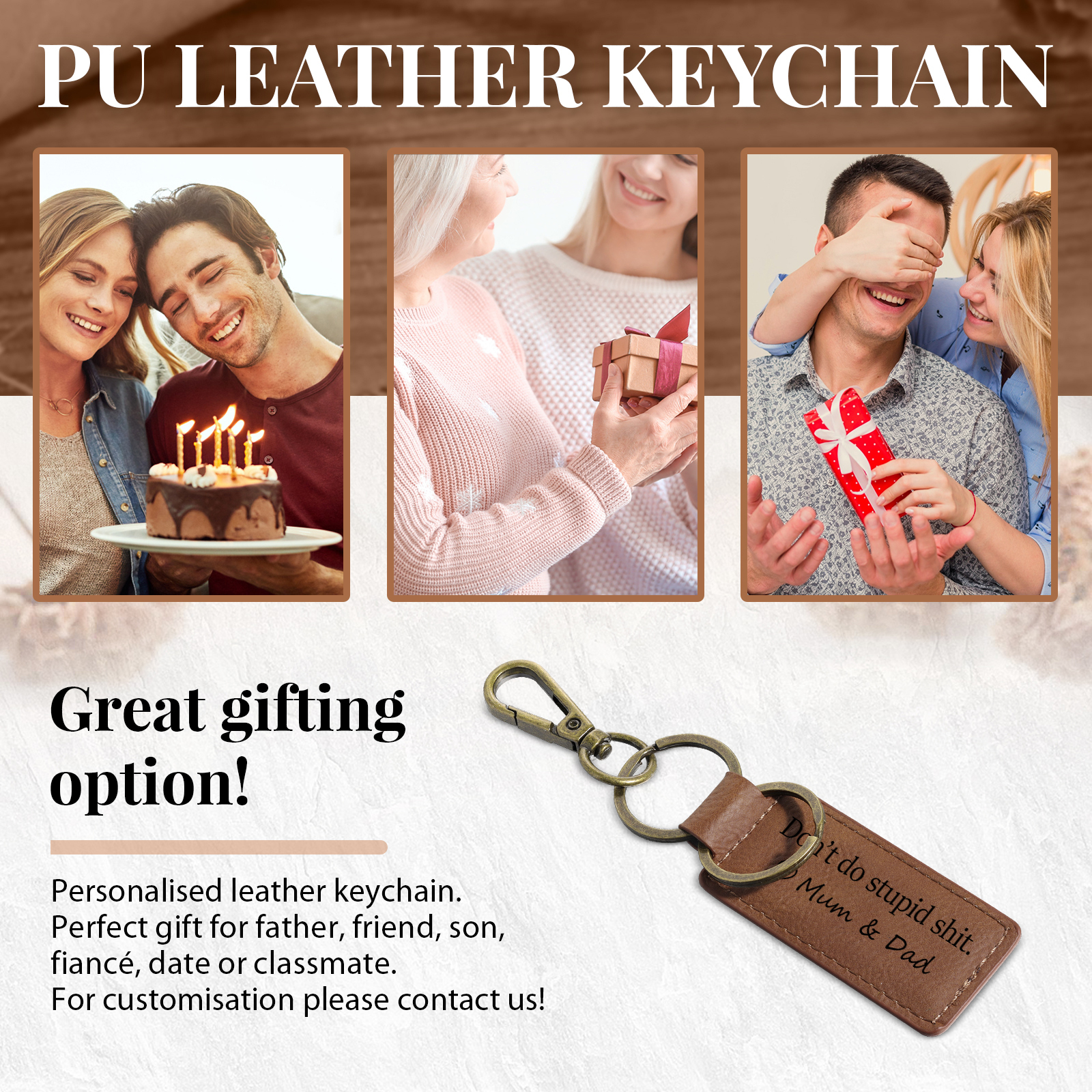 Don't Do Stupid Funny Leather Keychain Drive Safe Have Fun Keychain Teenager Gift Set For Son/Daughter-Jessemade AU