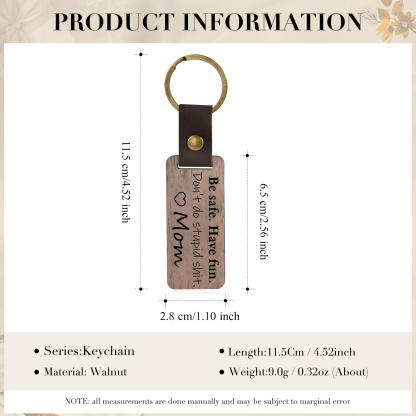 Don't Do Stupid Funny Wooden Keychain Drive Safe Have Fun Keychain Teenager Gift Set For Son/Daughter-Jessemade AU