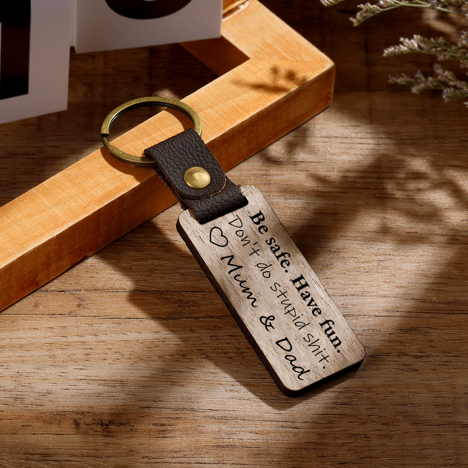 Don't Do Stupid Funny Wooden Keychain Drive Safe Have Fun Keychain Teenager Gift Set For Son/Daughter-Jessemade AU