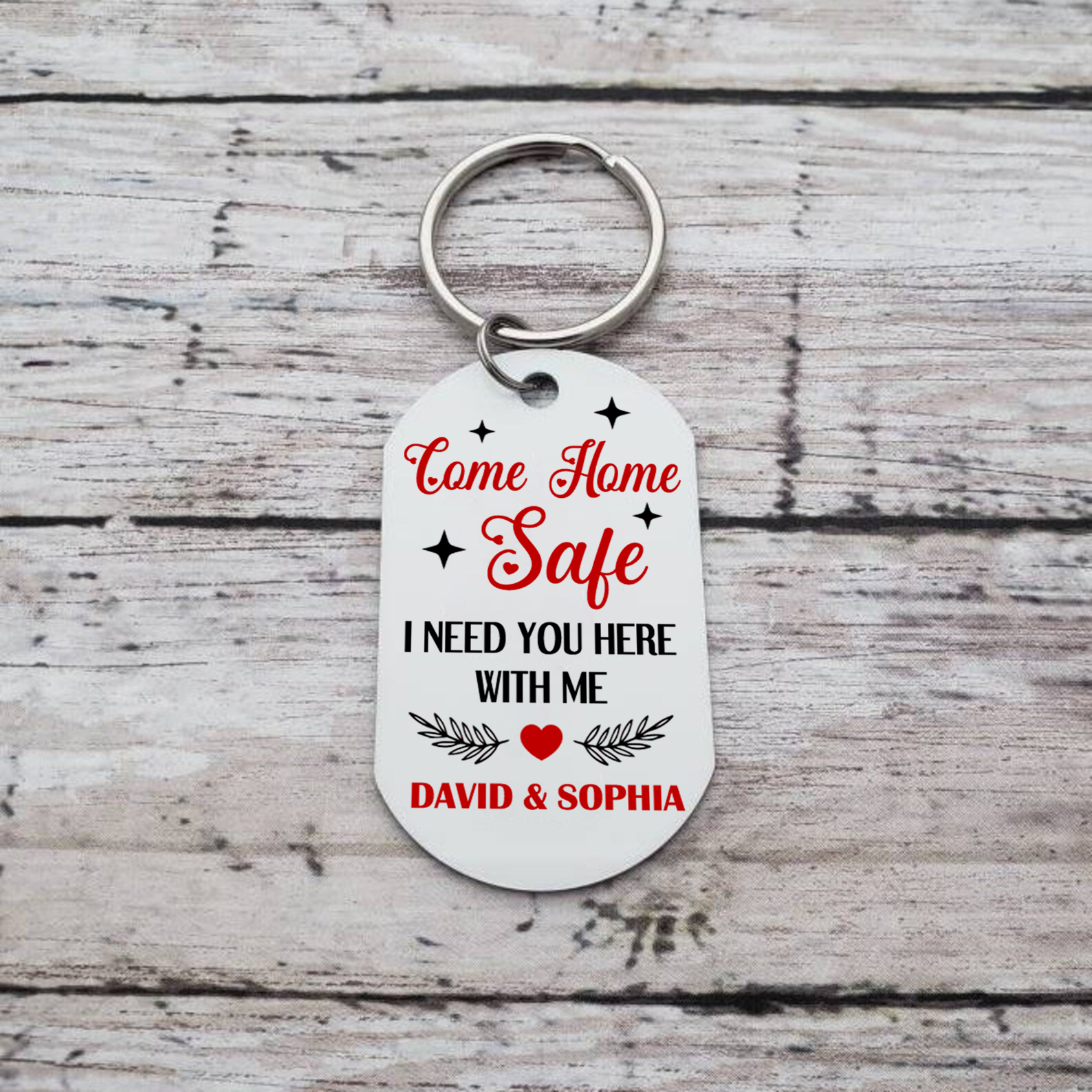 Personalised Come Home Safe Keychain with 2 Names & Photo A Meaningful Gift for Couples-Jessemade AU
