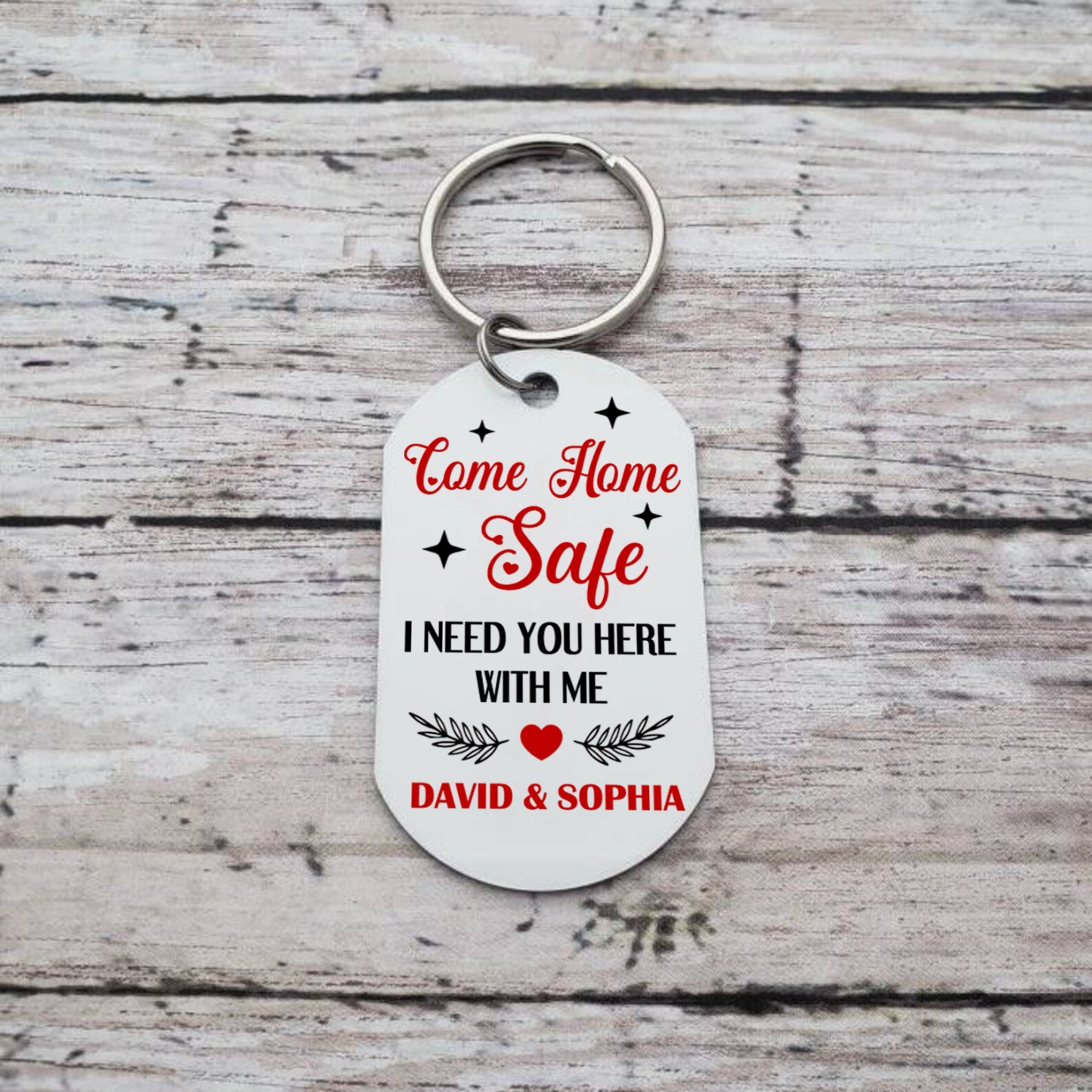 Personalised Come Home Safe Keychain with 2 Names & Photo A Meaningful Gift for Couples-Jessemade AU