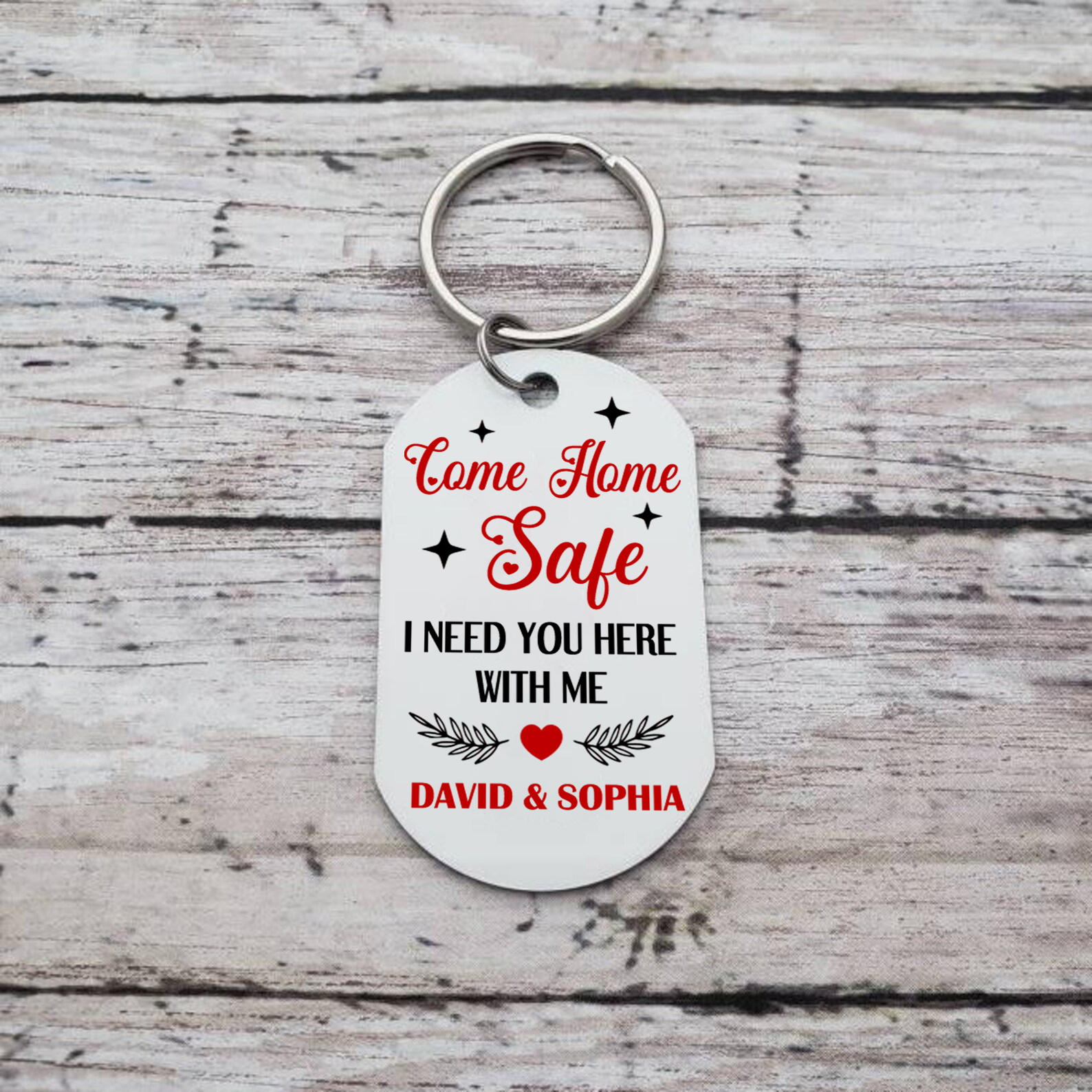 Personalised Come Home Safe Keychain with 2 Names & Photo A Meaningful Gift for Couples-Jessemade AU