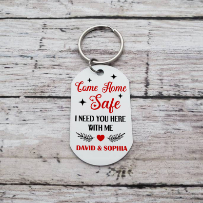 Personalised Come Home Safe Keychain with 2 Names & Photo A Meaningful Gift for Couples-Jessemade AU