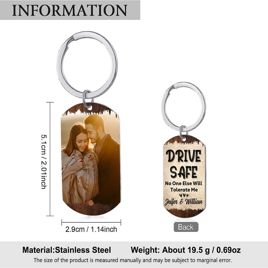 Personalised Drive Safe Keychain with 2 Names & Photo A Meaningful Gift for Couples-Jessemade AU