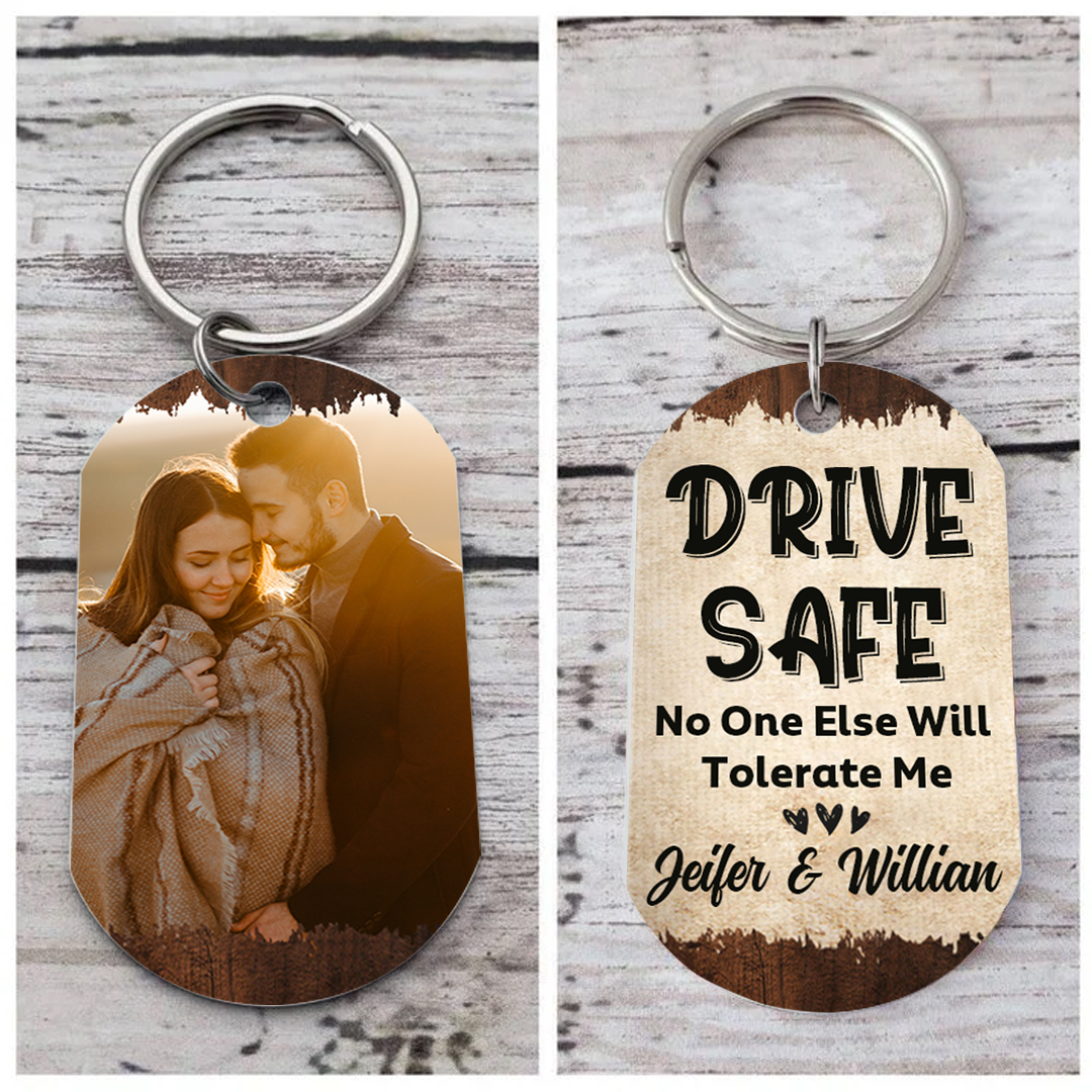 Personalised Drive Safe Keychain with 2 Names & Photo A Meaningful Gift for Couples