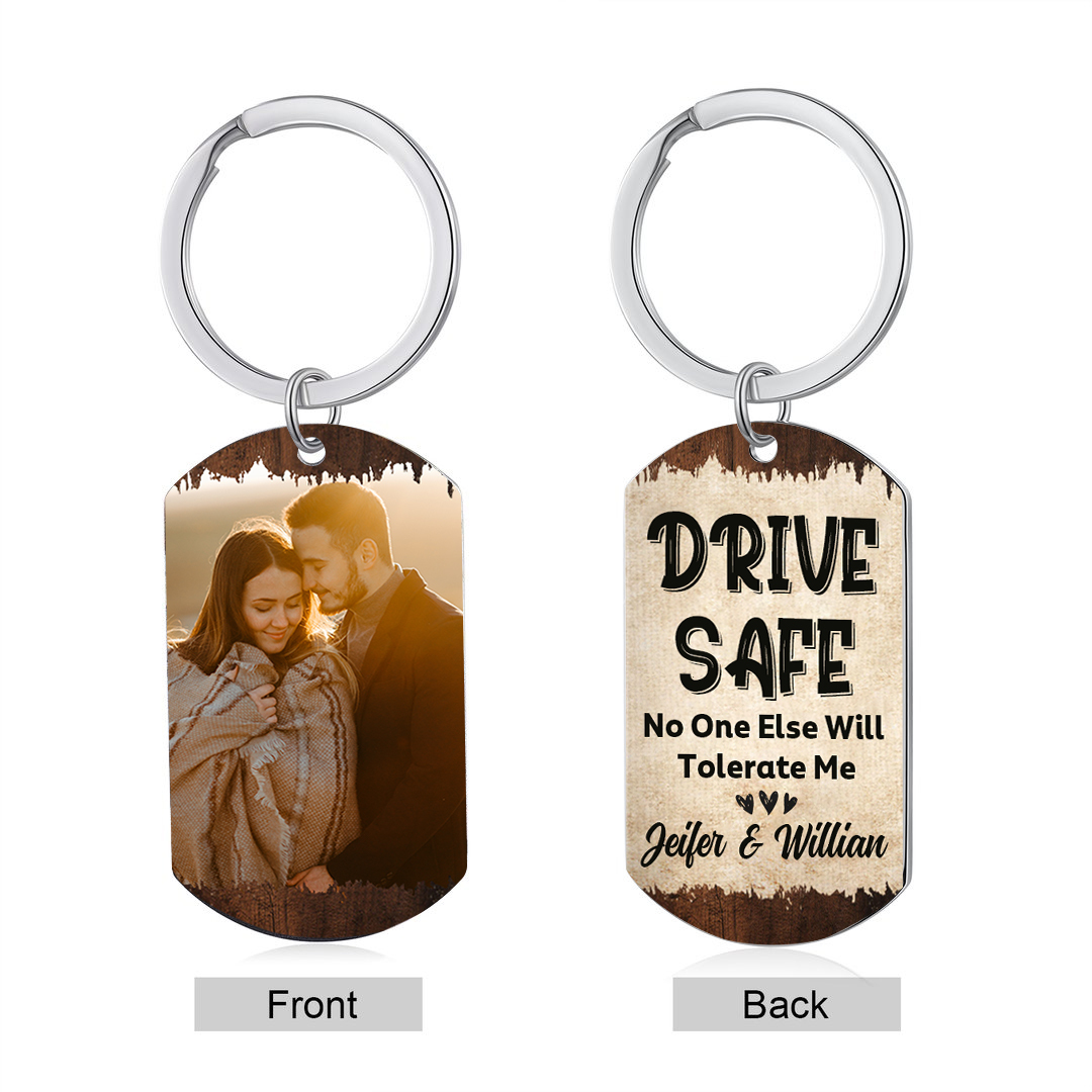 Personalised Drive Safe Keychain with 2 Names & Photo A Meaningful Gift for Couples-Jessemade AU