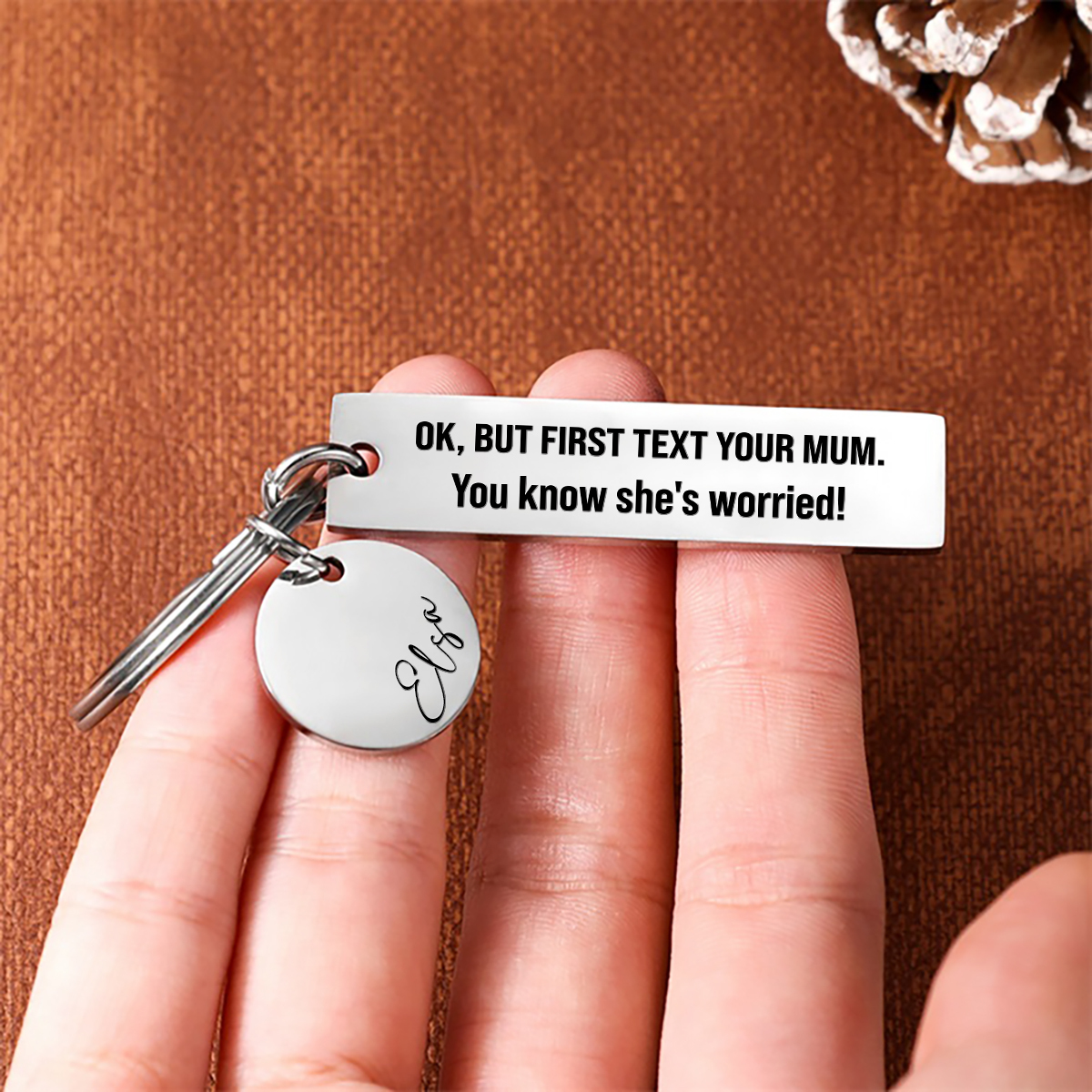 First Text Your Mom She's Worried Personalised Name Keychain New Driver Gift For Kid Teenager-Jessemade AU