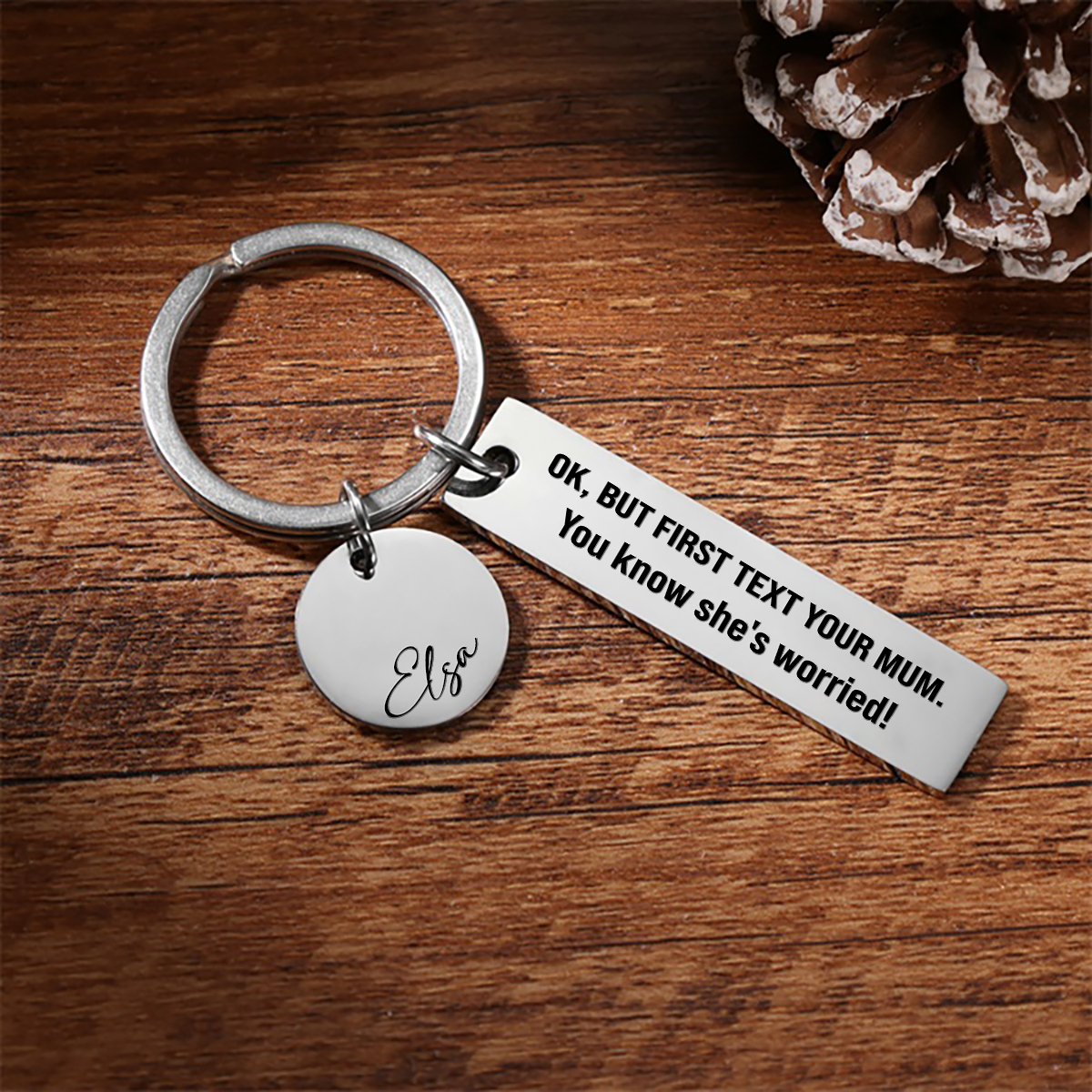 First Text Your Mom She's Worried Personalised Name Keychain New Driver Gift For Kid Teenager-Jessemade AU