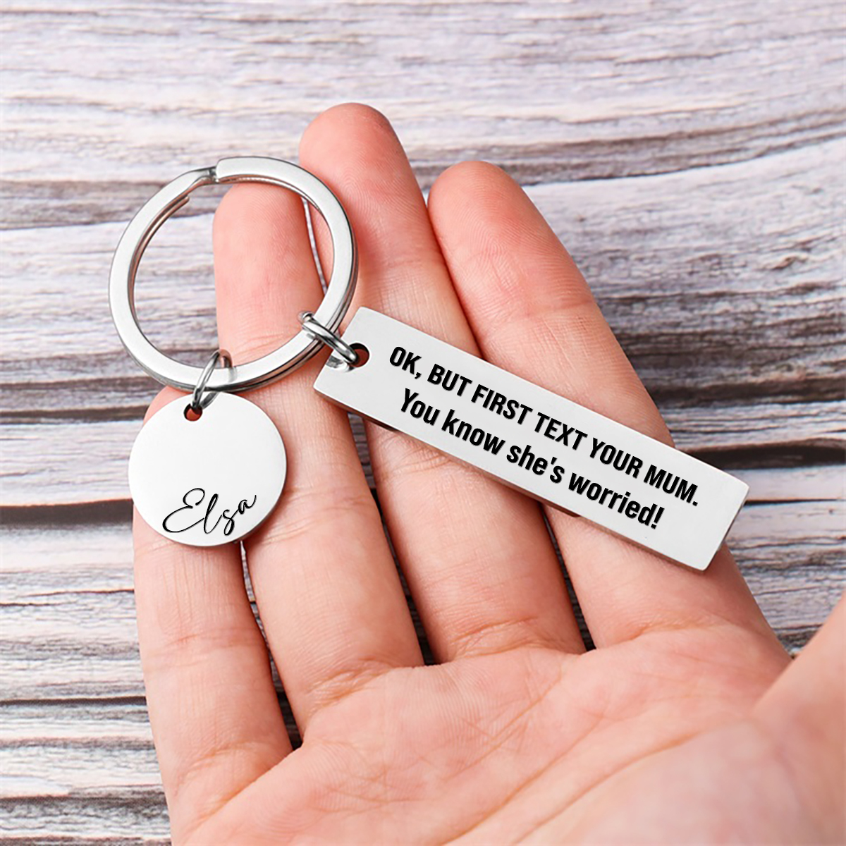 First Text Your Mom She's Worried Personalised Name Keychain New Driver Gift For Kid Teenager-Jessemade AU