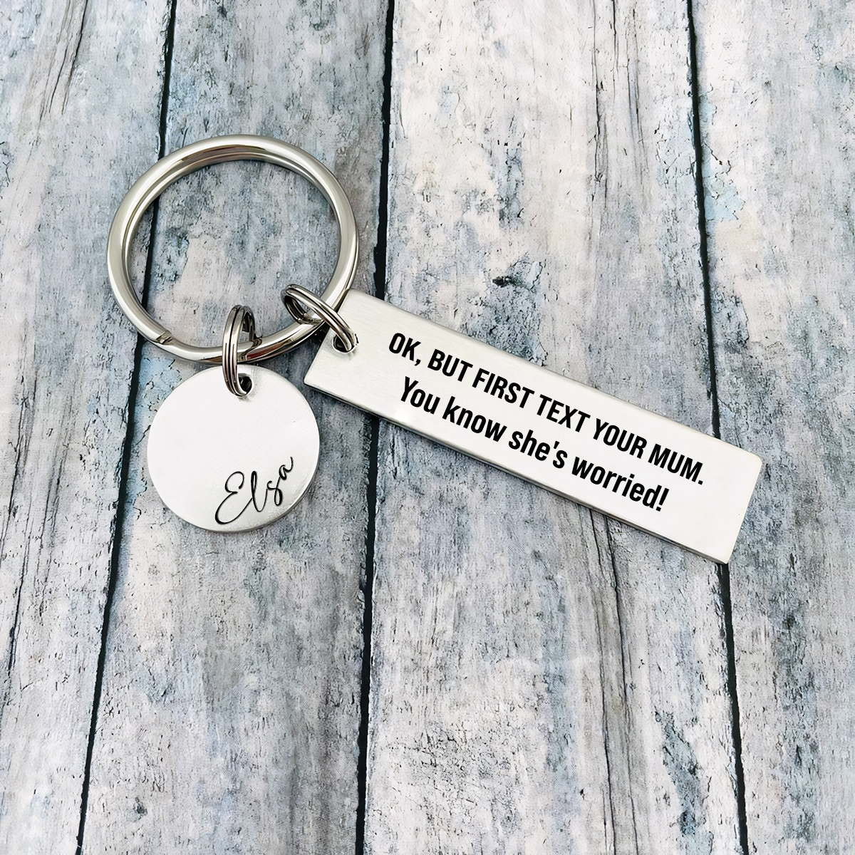 First Text Your Mom She's Worried Personalised Name Keychain New Driver Gift For Kid Teenager