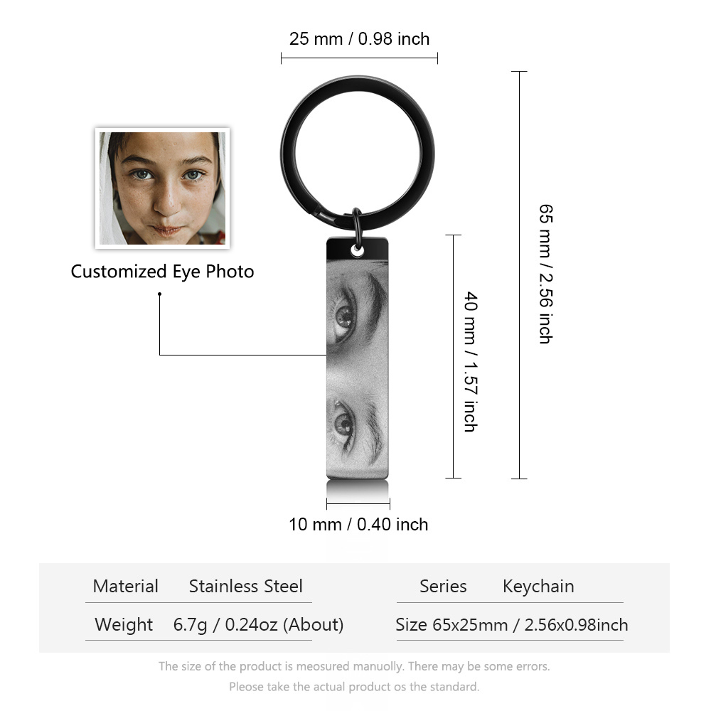Personalised Keyring with 1 Photo Customised Keychain Eyes