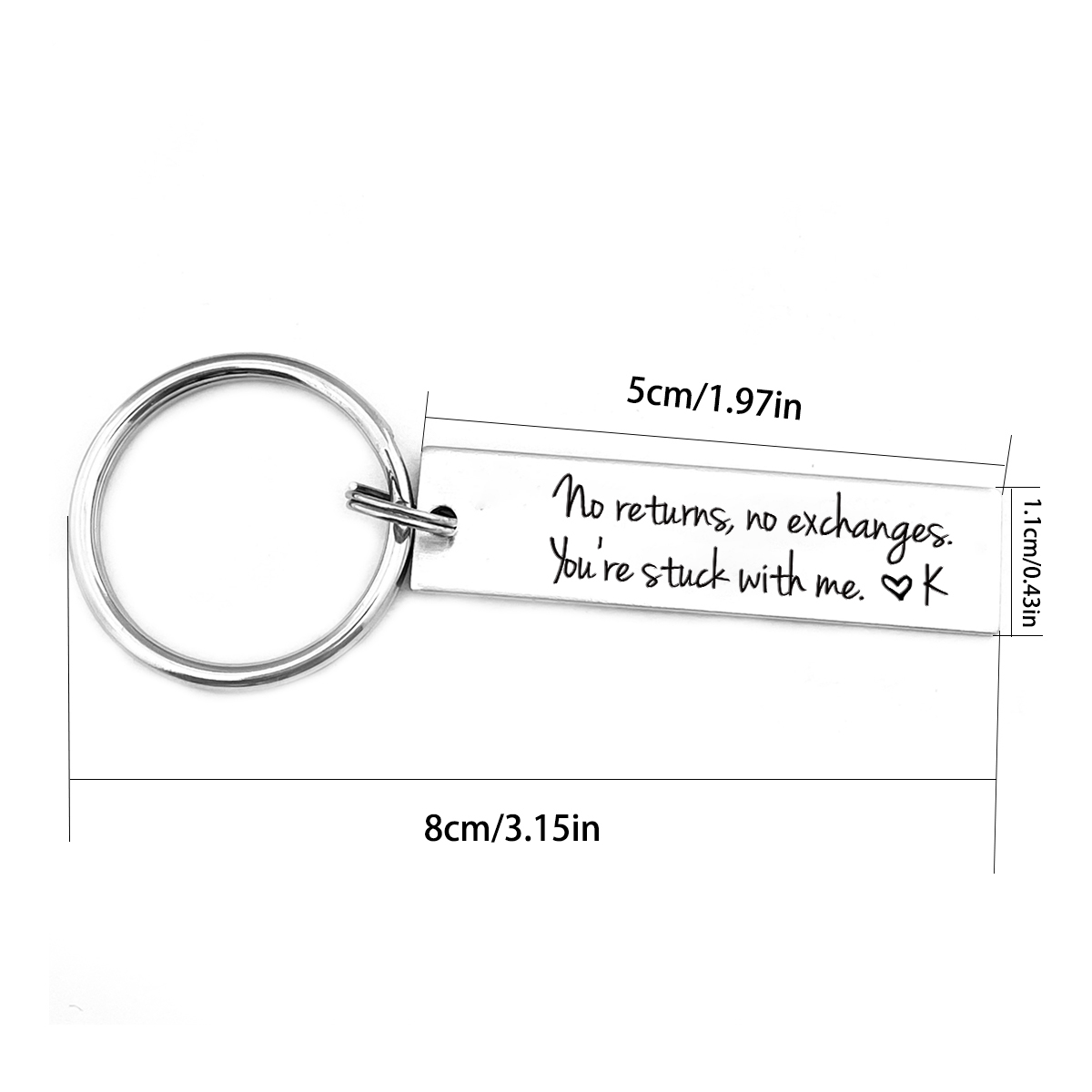 Funny Couple Keychain Personalised Initial Key Ring No Returns No Exchanges Gift for Couple