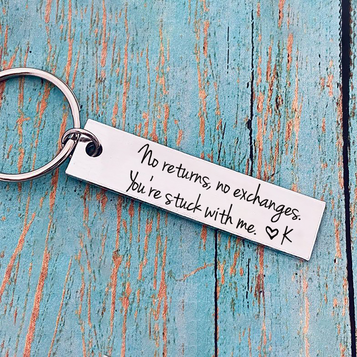 Funny Couple Keychain Personalised Initial Key Ring No Returns No Exchanges Gift for Couple