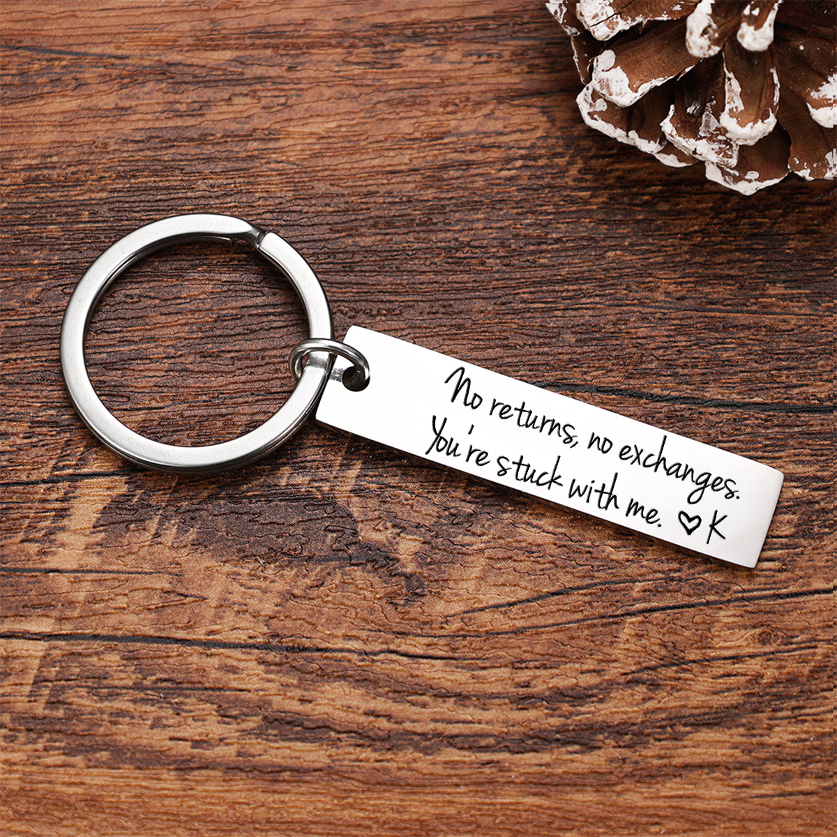Funny Couple Keychain Personalised Initial Key Ring No Returns No Exchanges Gift for Couple