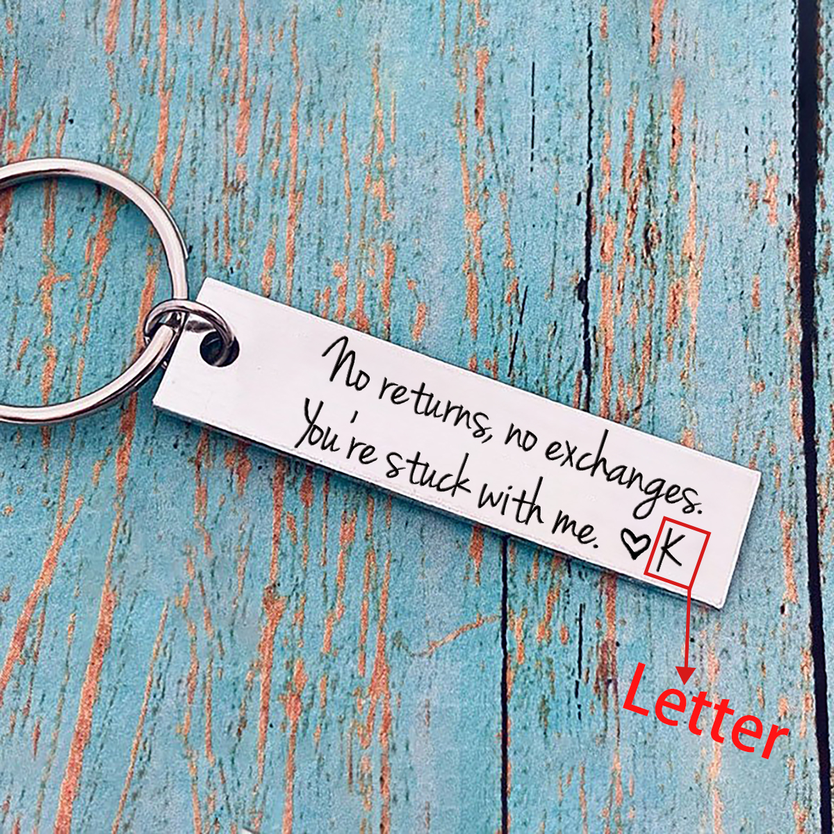 Funny Couple Keychain Personalised Initial Key Ring No Returns No Exchanges Gift for Couple