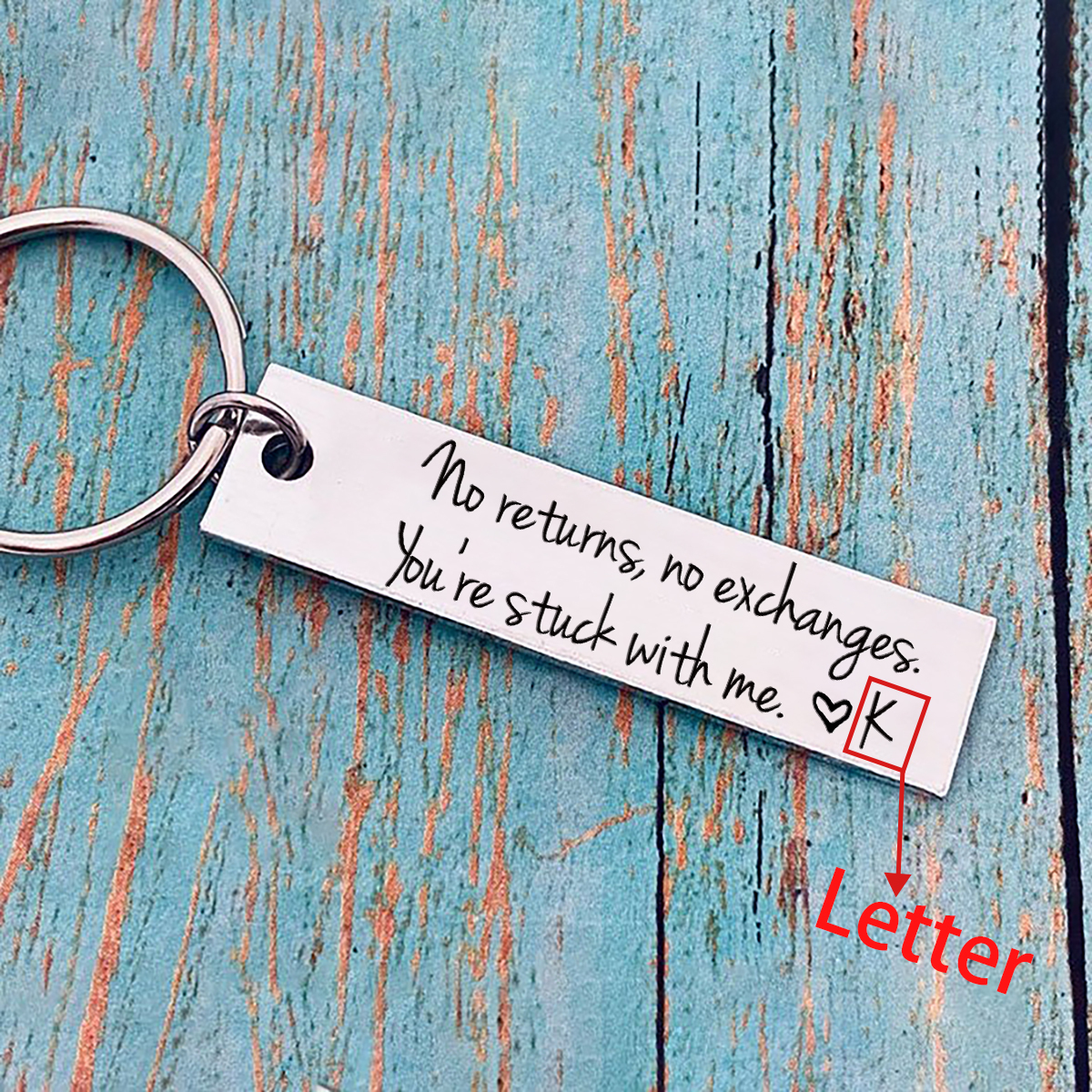 Funny Couple Keychain Personalised Initial Key Ring No Returns No Exchanges Gift for Couple