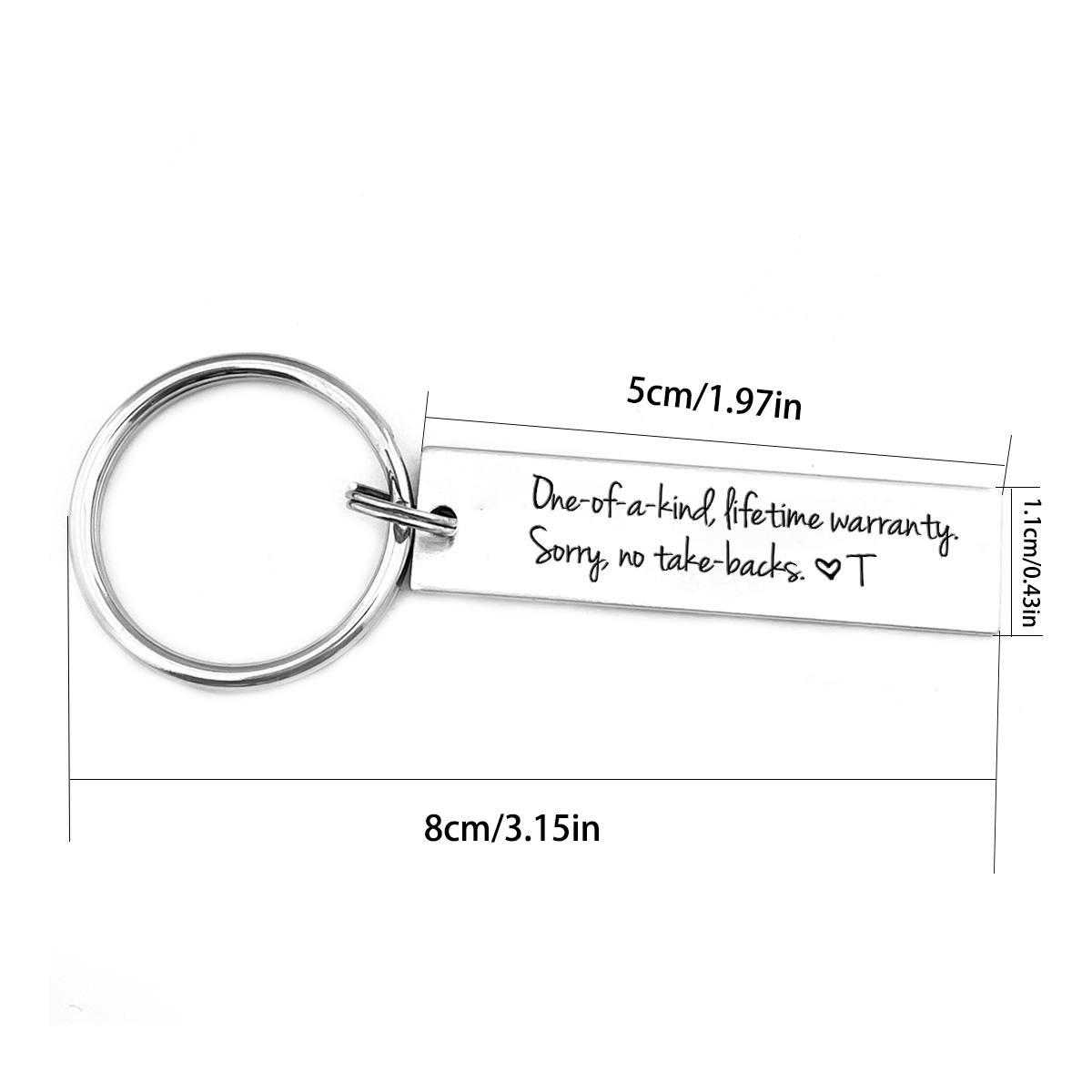 Funny Couple Keychain Personalised Initial Key Ring One of a Kind Lifetime Warranty Sorry No Take Backs Gift for Couple
