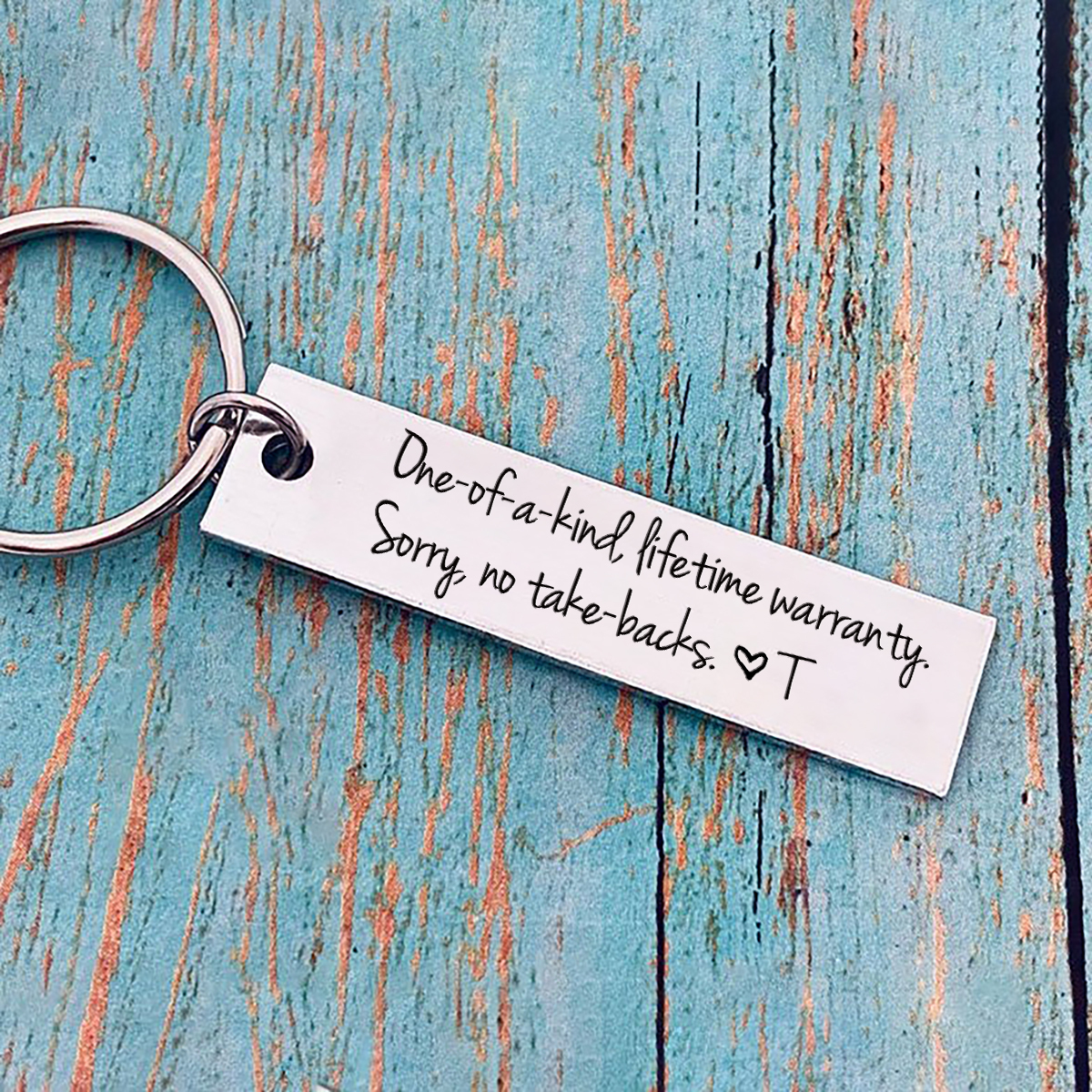 Funny Couple Keychain Personalised Initial Key Ring One of a Kind Lifetime Warranty Sorry No Take Backs Gift for Couple