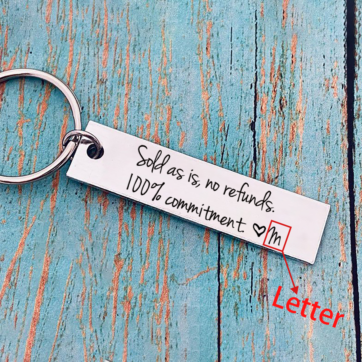 Funny Couple Keychain Personalised Initial Key Ring Sold as Is No Refunds100% Commitment Gift for Couple