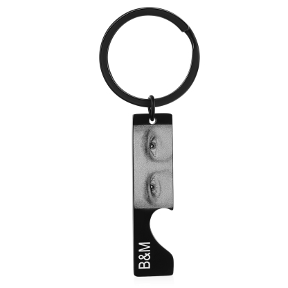 Personalised Eye Photo Keychain Custom 2 Photos and 2 Letters Heart Puzzle Matching Keychain Gift for Couple