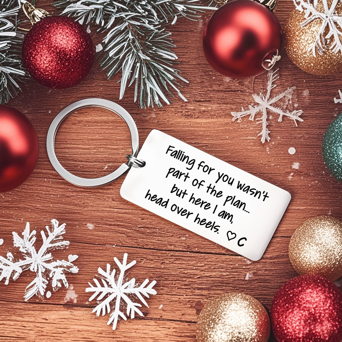 Personalised Funny Keychain Falling for You Wasnt Part of the Plan But Here I Am Head Over Heels Custom 1 Letter Gift for Couple