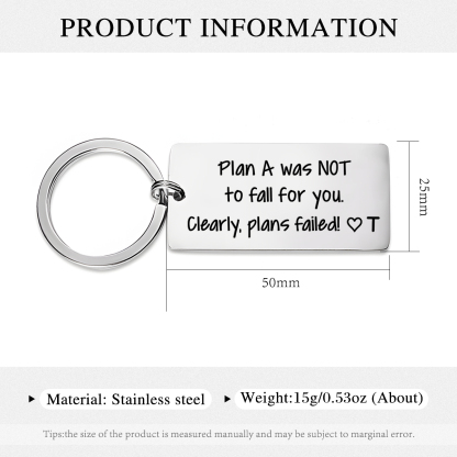 Personalised Funny Keychain Plan a Was Not to Fall for You Clearly Plans Failed Custom 1 Letter Gift for Couple